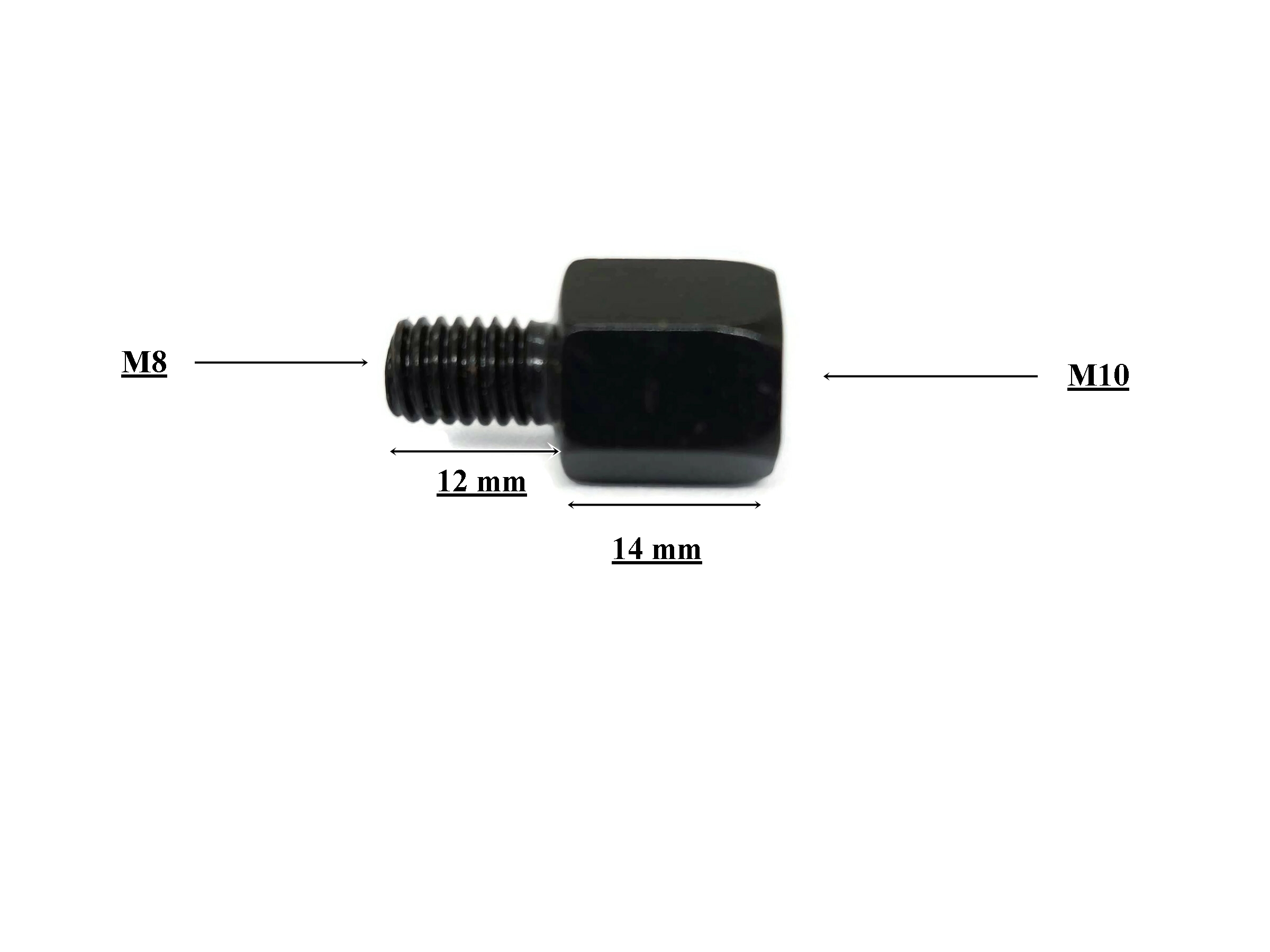redukcja adapter czarna z M8 prawy na M10 prawy
